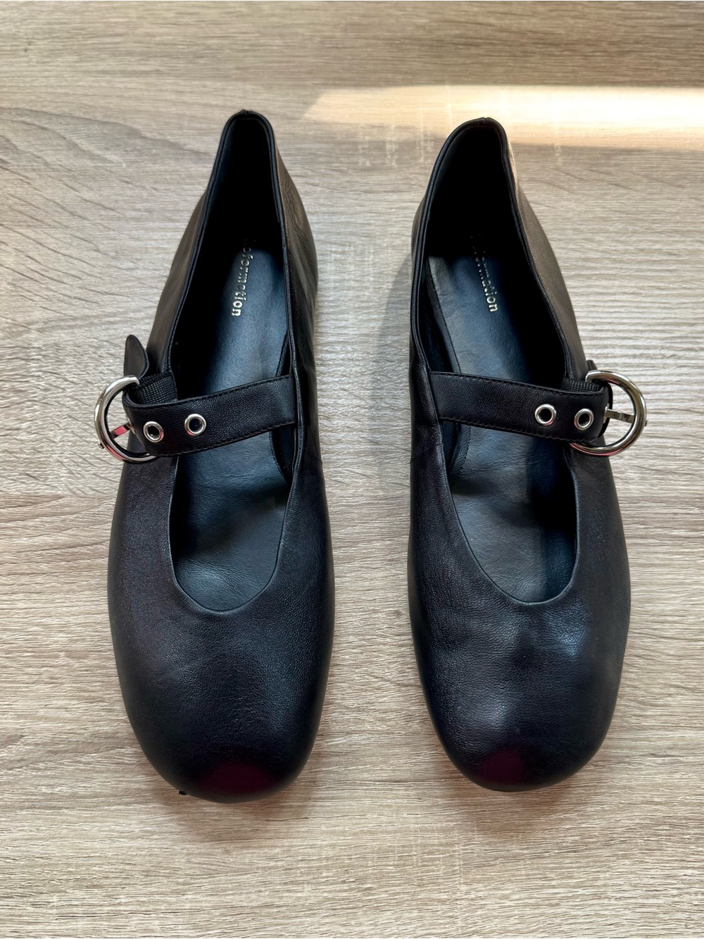 Reformation Bethany Ballet Flats Black Size 8